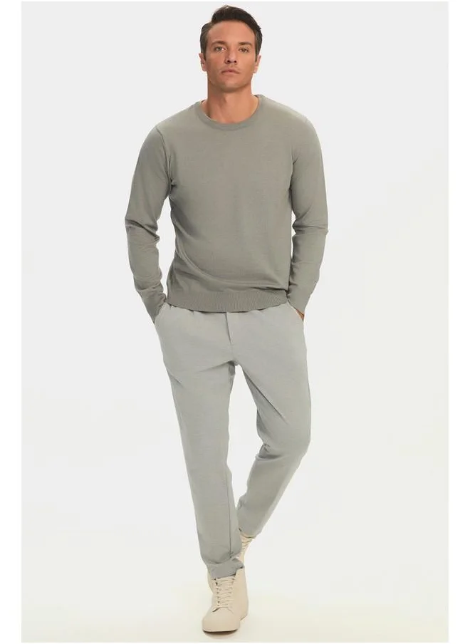 جون June Men Regular Fit Crew Neck Basic Knitwear Sweater Greymelange