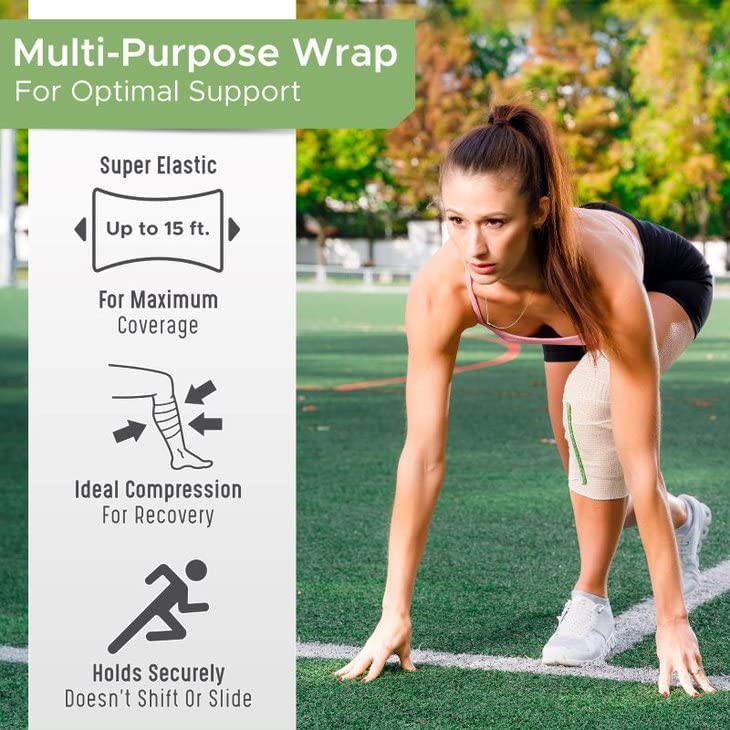 GT Premium Elastic Bandage Wrap (6" 2 Pack) - Hook & Loop Fasteners at Both Ends - Latex Free Hypoallergenic Compression Roll - Reusable Bandages for Waist, Legs, Elbow & Knee Wrap - Image 3