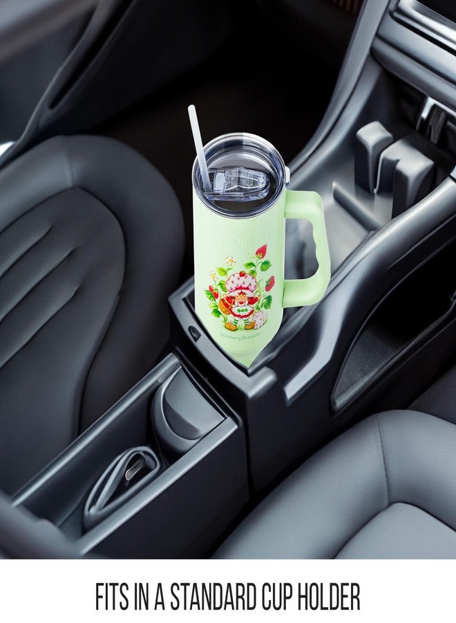 Silver Buffalo Strawberry Shortcake Life is Delicious Flowers Vintage Stainless Steel Tumbler with Handle and Straw, Fits in Standard Cup Holder, 40 Ounces - Image 3