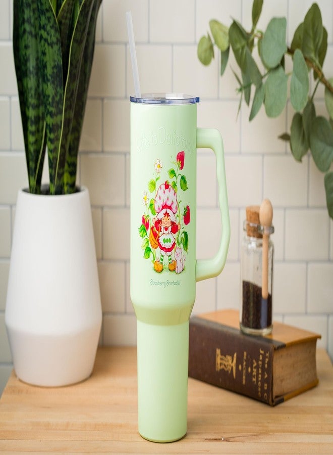 Silver Buffalo Strawberry Shortcake Life is Delicious Flowers Vintage Stainless Steel Tumbler with Handle and Straw, Fits in Standard Cup Holder, 40 Ounces - Image 5