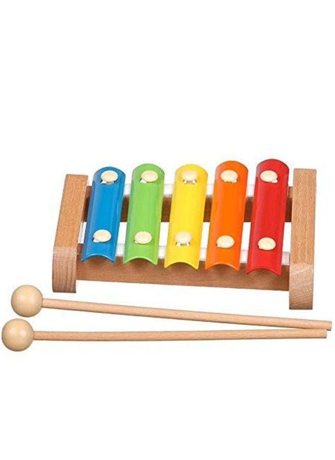 BAYBEE Wooden Xylophone Musical Toy For Kids With 5 Knots Non-Toxic Xylophone With Colors Musical Instrument Toy For Kids Toys Enhance Motor Skills Hand Eye Coordination Toys For Kids 2+ Years  - Image 5