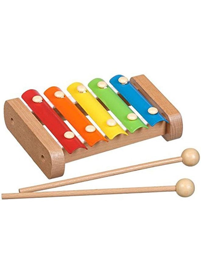 BAYBEE Wooden Xylophone Musical Toy For Kids With 5 Knots Non-Toxic Xylophone With Colors Musical Instrument Toy For Kids Toys Enhance Motor Skills Hand Eye Coordination Toys For Kids 2+ Years  - Image 1