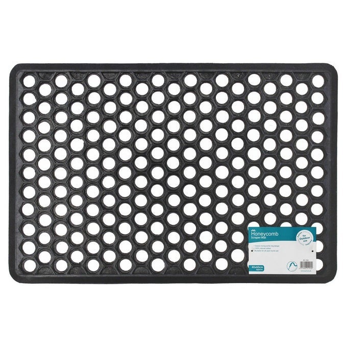 HONEYCOMB OUTDOOR RUBBER RING ENTRANCE FLOOR DOOR MAT 40 X 60 CM