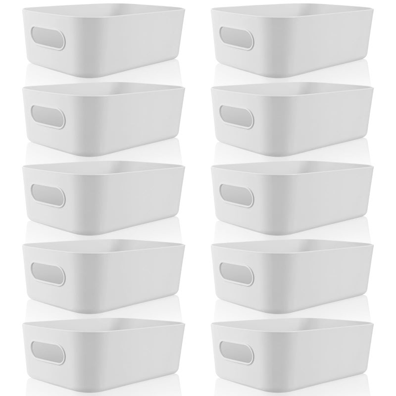 Zopeal Plastic Storage Bins 10 Pcs Gray Pantry Organizer Bins Small Baskets Storage Containers for Home Kitchen 8 x 57 x 3 Inch - Image 2