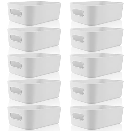 Zopeal Plastic Storage Bins 10 Pcs Gray Pantry Organizer Bins Small Baskets Storage Containers for Home Kitchen 8 x 57 x 3 Inch - Image 1