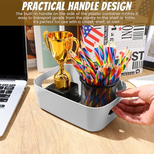 Zopeal Plastic Storage Bins 10 Pcs Gray Pantry Organizer Bins Small Baskets Storage Containers for Home Kitchen 8 x 57 x 3 Inch - Image 3