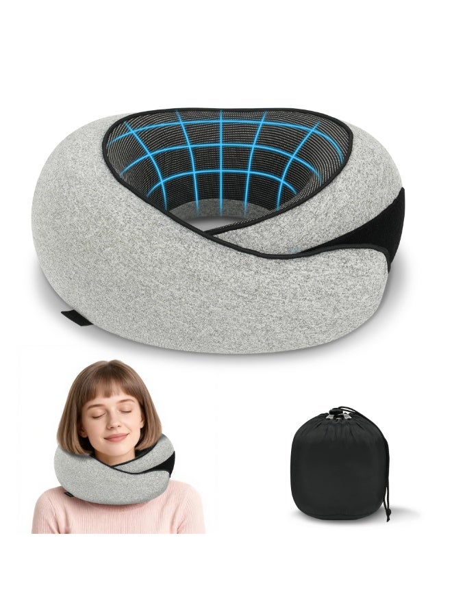 Advanced Neck Travel Pillow,100% Pure Memory Foam, Designed for The Comfort of Travel & Office, Travel Pillow for Plane, Car, Home, Work, Dark Grey - Image 1