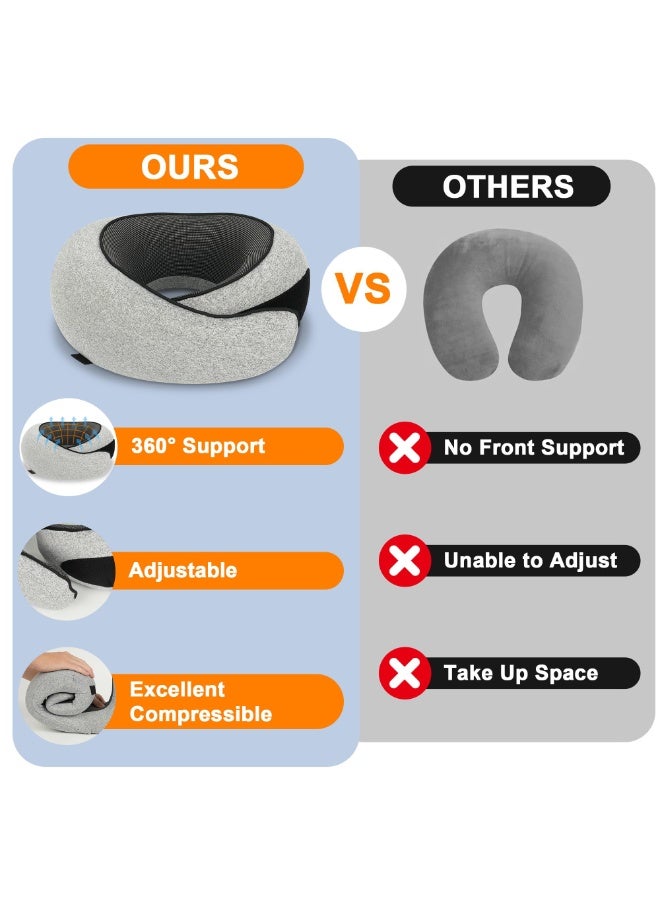 Advanced Neck Travel Pillow,100% Pure Memory Foam, Designed for The Comfort of Travel & Office, Travel Pillow for Plane, Car, Home, Work, Dark Grey - Image 5