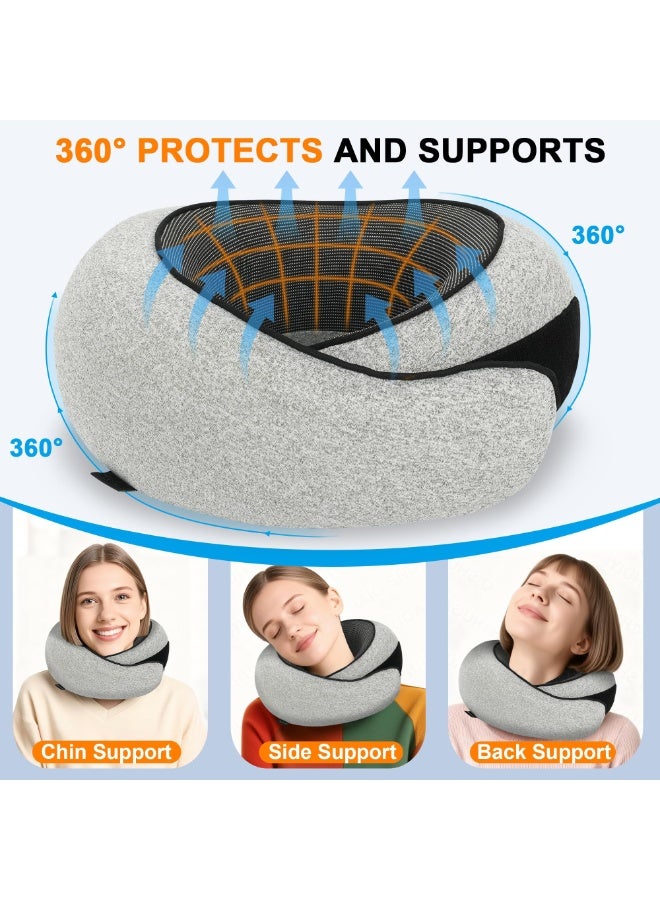 Advanced Neck Travel Pillow,100% Pure Memory Foam, Designed for The Comfort of Travel & Office, Travel Pillow for Plane, Car, Home, Work, Dark Grey - Image 2