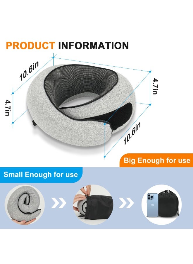 Advanced Neck Travel Pillow,100% Pure Memory Foam, Designed for The Comfort of Travel & Office, Travel Pillow for Plane, Car, Home, Work, Dark Grey - Image 3