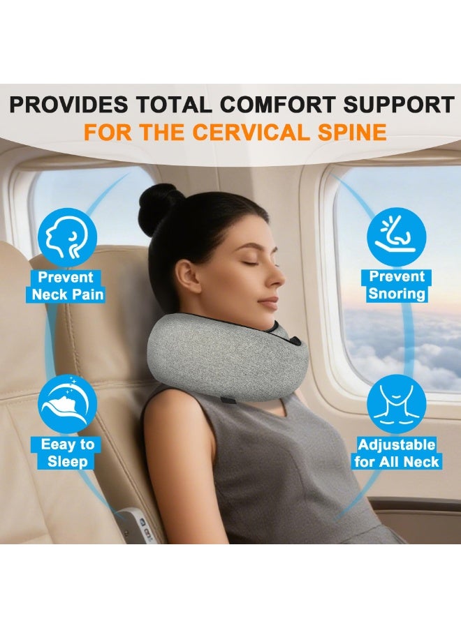 Advanced Neck Travel Pillow,100% Pure Memory Foam, Designed for The Comfort of Travel & Office, Travel Pillow for Plane, Car, Home, Work, Dark Grey - Image 4