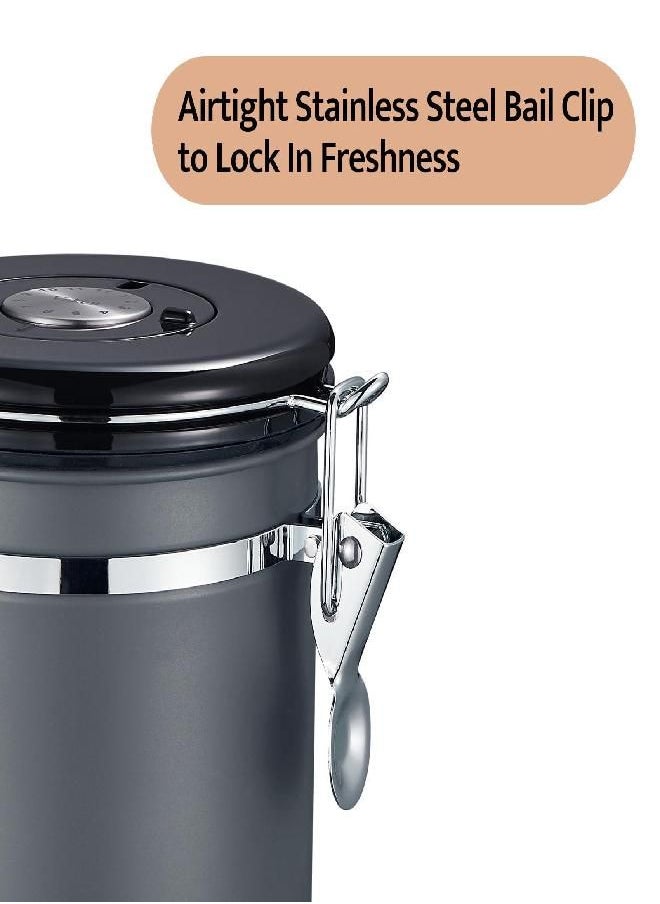 Veken Veken Coffee Canister, Airtight Stainless Steel Kitchen Food Storage Container with Date Tracker and Scoop for Beans, Grounds, Tea, Flour, Cereal, Sugar, 16OZ, Gray  - Image 2