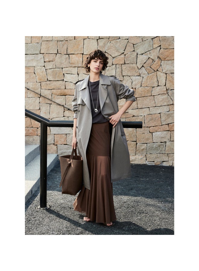 Marius "fairy Set" Tencel Wool Soft Breathable Draped Pleated Long Sleeve T-shirt And Mermaid Mesh Skirt Set - Image 3