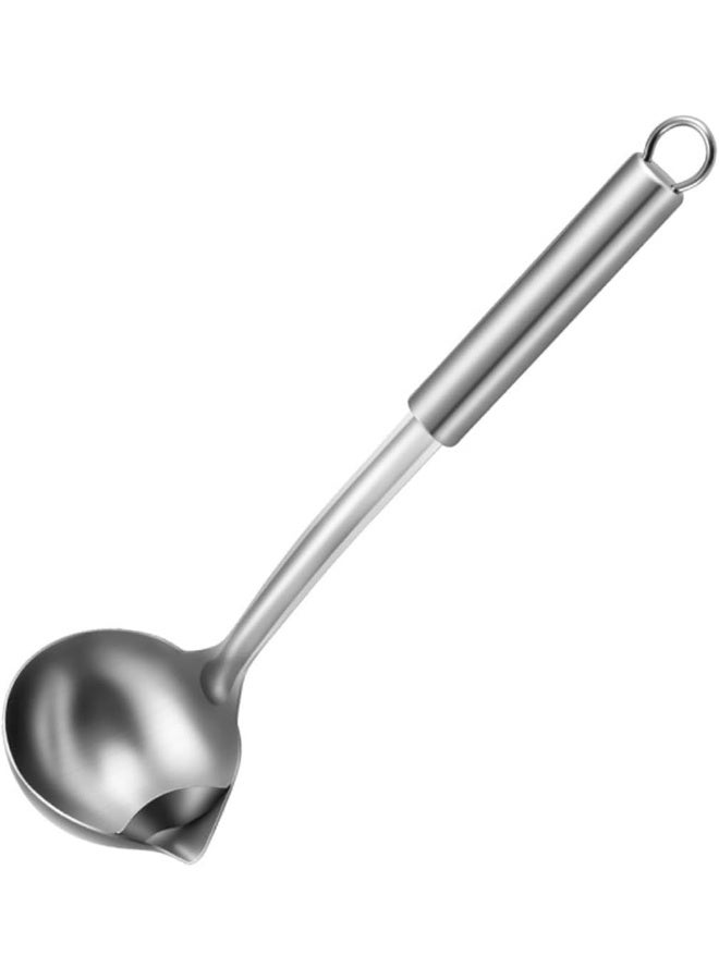 SAFENHAND Stainless Steel Oil Separator Ladle, Metal Food Fat Skimmer Spoon, Grease Strainer with Heat Insulation Anti-Scalding Handle, Hot Pot Oil Filter Spoon for Home Kitchen  - Image 1