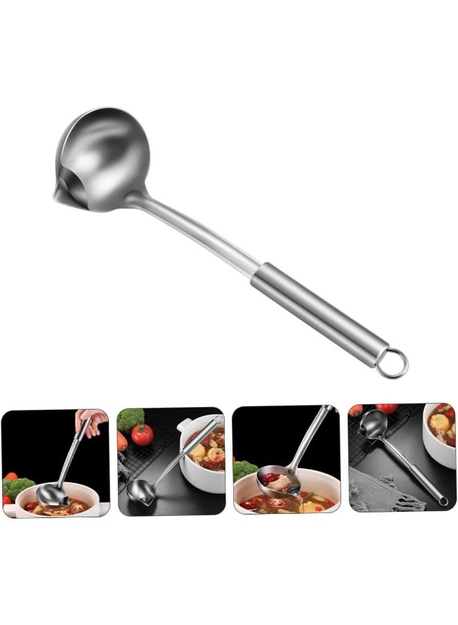 SAFENHAND Stainless Steel Oil Separator Ladle, Metal Food Fat Skimmer Spoon, Grease Strainer with Heat Insulation Anti-Scalding Handle, Hot Pot Oil Filter Spoon for Home Kitchen  - Image 3