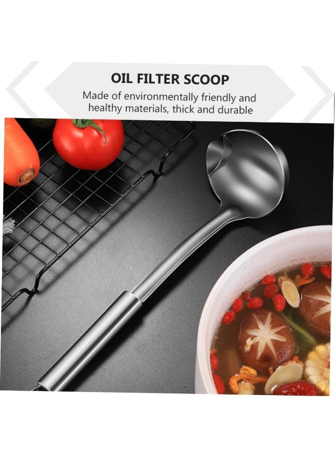 SAFENHAND Stainless Steel Oil Separator Ladle, Metal Food Fat Skimmer Spoon, Grease Strainer with Heat Insulation Anti-Scalding Handle, Hot Pot Oil Filter Spoon for Home Kitchen  - Image 2
