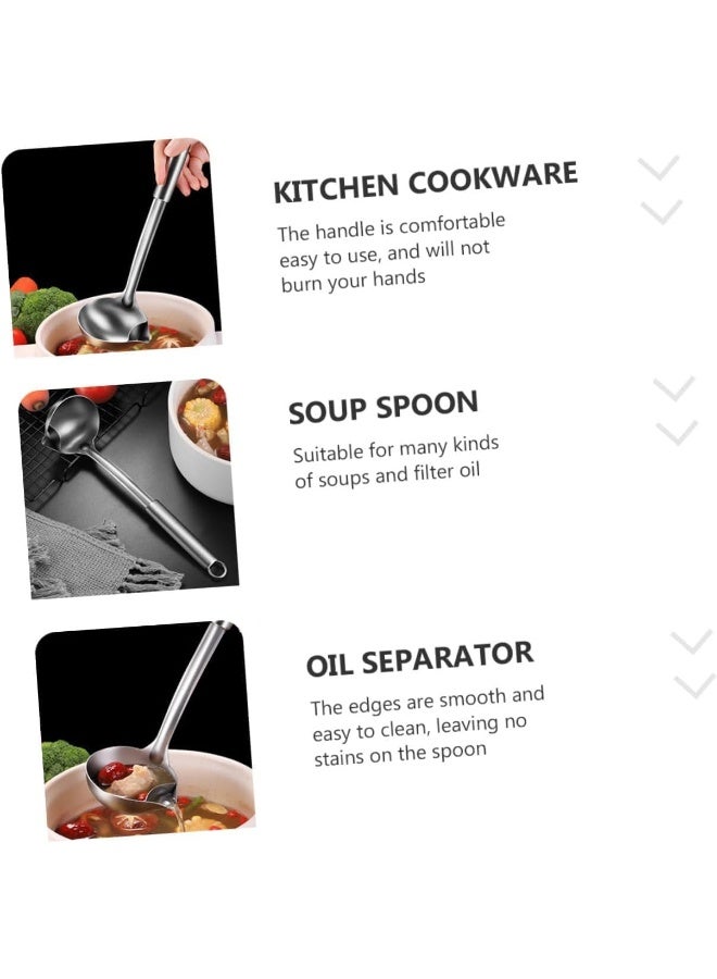 SAFENHAND Stainless Steel Oil Separator Ladle, Metal Food Fat Skimmer Spoon, Grease Strainer with Heat Insulation Anti-Scalding Handle, Hot Pot Oil Filter Spoon for Home Kitchen  - Image 4