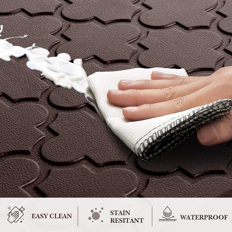 SoftDuo Kitchen Mat [2 PCS] Cushioned Anti-Fatigue Floor Mat, Waterproof Non-Skid Ergonomic Comfort Foam Rugs, Standing Mat for Kitchen, Floor,Office, Sink, Laundry(Chocolate) - Image 4