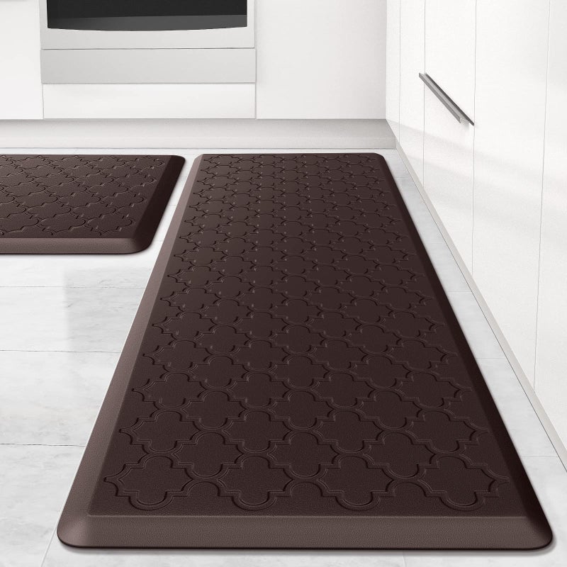 SoftDuo Kitchen Mat [2 PCS] Cushioned Anti-Fatigue Floor Mat, Waterproof Non-Skid Ergonomic Comfort Foam Rugs, Standing Mat for Kitchen, Floor,Office, Sink, Laundry(Chocolate) - Image 1