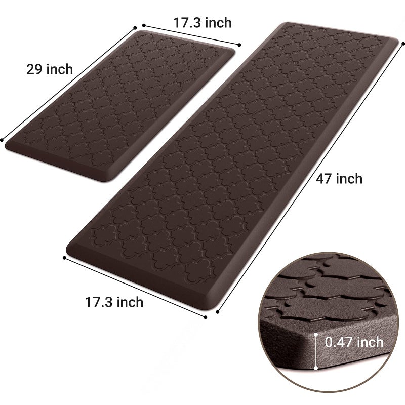 SoftDuo Kitchen Mat [2 PCS] Cushioned Anti-Fatigue Floor Mat, Waterproof Non-Skid Ergonomic Comfort Foam Rugs, Standing Mat for Kitchen, Floor,Office, Sink, Laundry(Chocolate) - Image 2