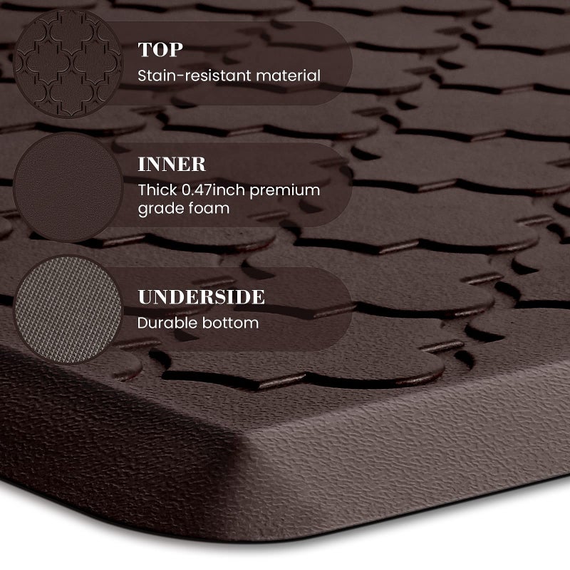 SoftDuo Kitchen Mat [2 PCS] Cushioned Anti-Fatigue Floor Mat, Waterproof Non-Skid Ergonomic Comfort Foam Rugs, Standing Mat for Kitchen, Floor,Office, Sink, Laundry(Chocolate) - Image 5
