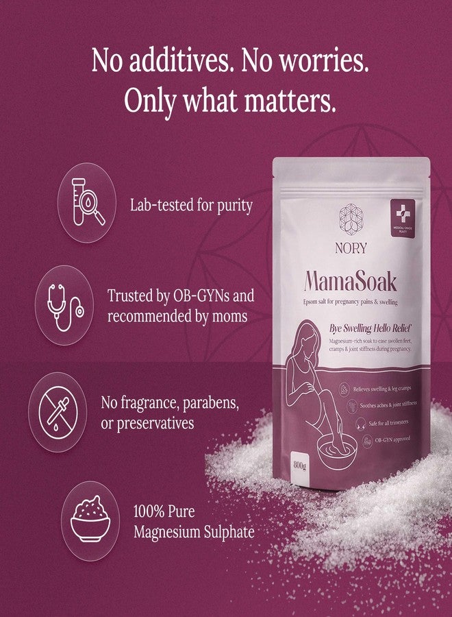 Nory Mamasoak Epsom Salt for Pregnancy Relief/Swollen Feet/Cramps & Joint Stiffness, Magnesium Rich Bath Salt for Foot, Relieves Aches & Pain, 800g - Image 2