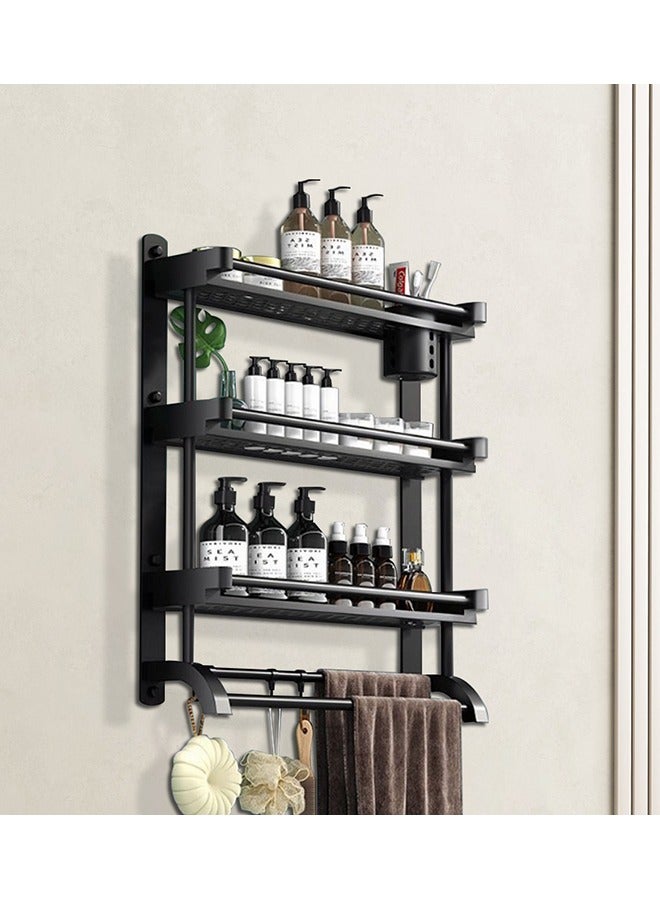 3 Tier Wall Mounted Bathroom Rack with Towel Bar Shower Storage Organizer  Shelf - Image 3