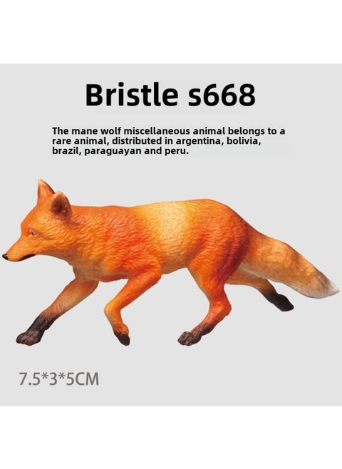 Simulation Wildlife Model Solid Fox Eagle Kangaroo Sloth Ostrich Wolf Leopard Squirrel Toy Ornaments-Color:S668 Mane Wolf
