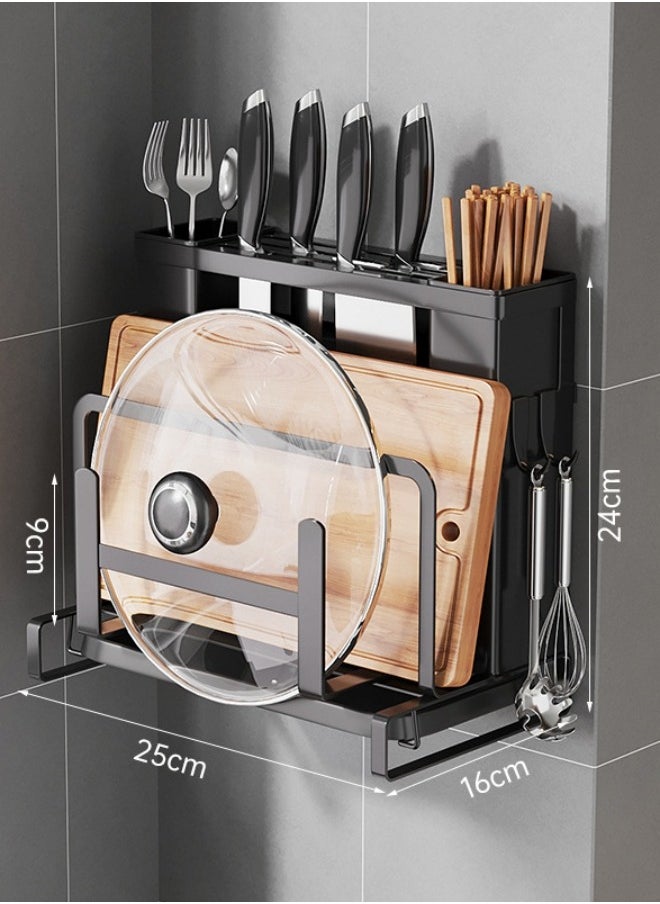 MIXDE Knife Holder with Draining Tray, Multi-functional Kitchen Tool Storage Organizerr for Cabinet, Storage for Knives, Cutting boards, Spoons  - Image 3