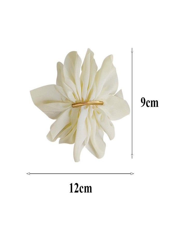 Quupy 2Pcs Chiffon Flower Hair Clips Flower Hair Barrettes Hair Accessories for Women Girls Wedding Party(Black+White) - Image 2