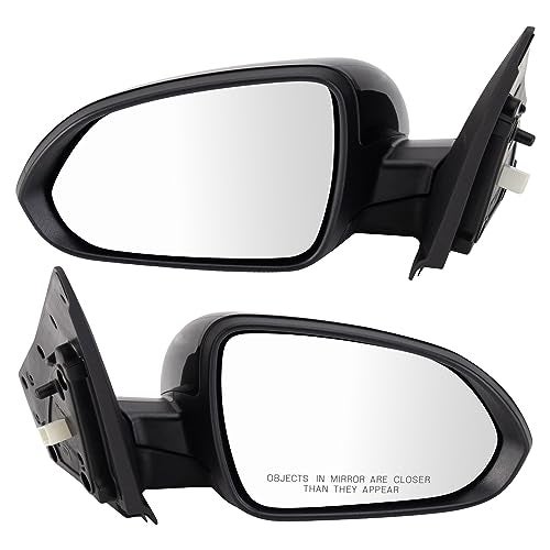 TRQ Driver and Passenger Side Power Heated Mirror Set Smooth Black Paint to Match Compatible with 2021-2023 Kia Rio KI1320291 KI1321291 - Image 1