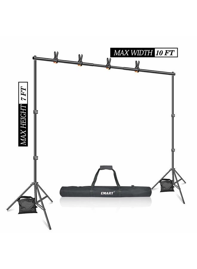 EMART Photo Video Studio 7 x 10ft Green Screen Backdrop Stand Kit, Photography Background Support System with 6 x 9ft 100% Cotton Muslin Chromakey Curtain - Image 2