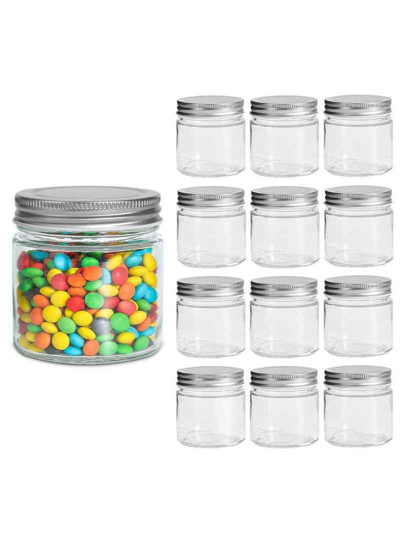 FUFU 12Pcs 8oz Glass Jar, with a sealed metal regular lid , a sealed clear glass jar, used for desserts, seasonings, honey, jam, jelly - Image 1