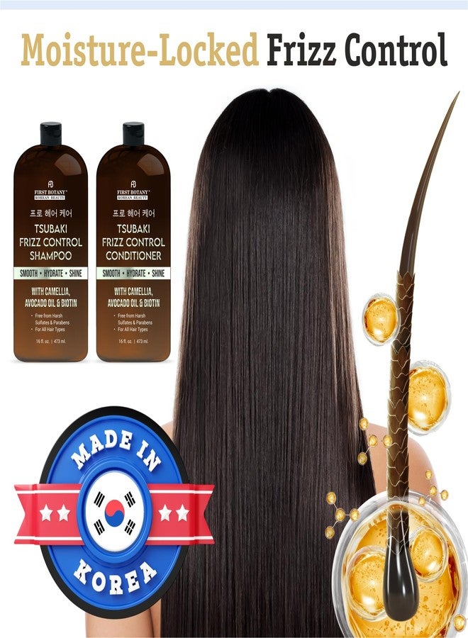 فرست بوتاني مجموعة شامبو وبلسم تسوباكي الكورية للتحكم في تجعد الشعر - منتجات تسوباكي المضادة للتجعد لشعر ناعم بنتائج تضاهي صالونات التجميل - خالٍ من الكبريتات، مرطب ومنعم لجميع أنواع الشعر - 16 أونصة سائلة - Image 4