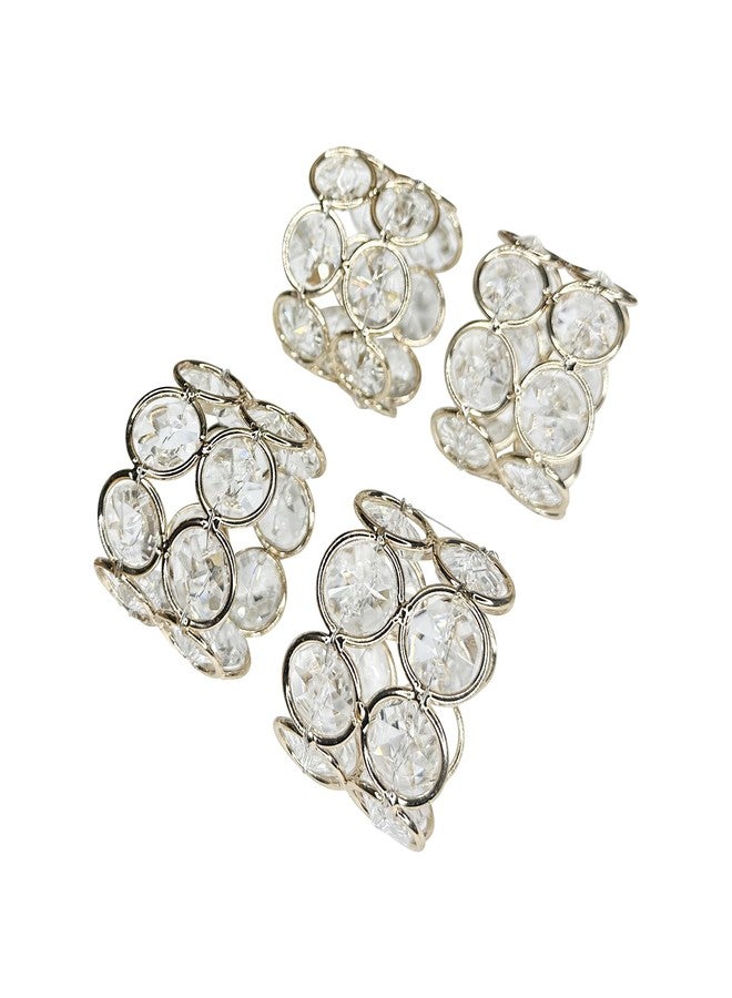 Crafts Central Crystal Napkin Ring Holder, Set of 8 - Elegant Crystal Design for Tabletop Décor, Cloth Napkin Ring Holder, Perfect for Dining Room, Kitchen, Parties, and Weddings (Gold, 2" Inches) - Image 1