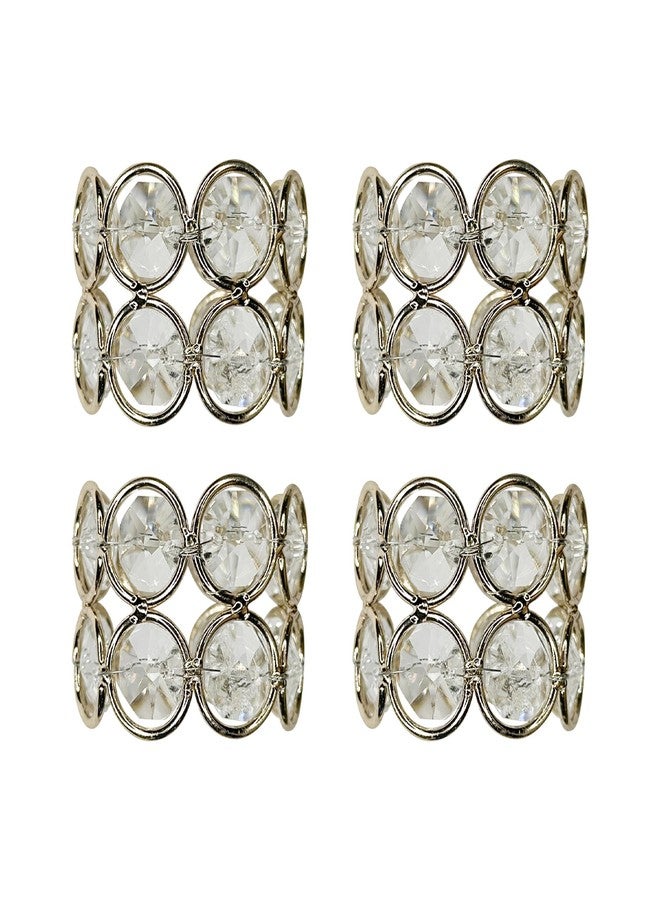 Crafts Central Crystal Napkin Ring Holder, Set of 8 - Elegant Crystal Design for Tabletop Décor, Cloth Napkin Ring Holder, Perfect for Dining Room, Kitchen, Parties, and Weddings (Gold, 2" Inches) - Image 2