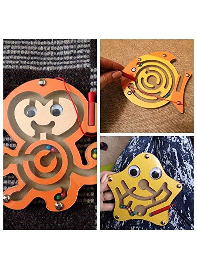 شورو لعبة لوحية تعليمية من الخشب المقطوع مع قلم مغناطيسي وخرز متاهة (مجموعة من قطعتين) - Image 2