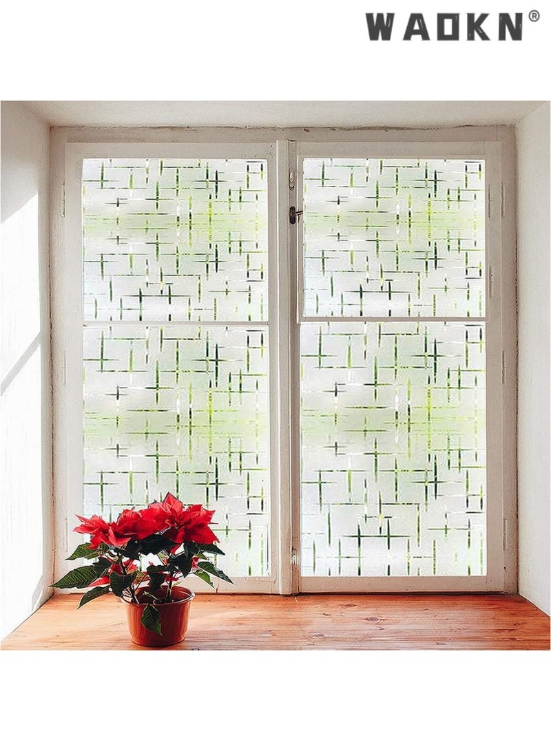 WAOKN Frosted Window Privacy Film - Premium Non-Adhesive, Self-Static Cling Solution for Glass Windows, Featuring a Stylish Cross Pattern Design for Enhanced Decorative Appeal. Provides UV Protection & Privacy in Home or Office Spaces（17.5x78.7 Inches） - Image 5