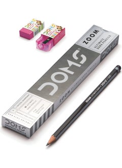 DOMS | Zoom Angled Pencil 12 pcs + Eraser + Sharpener 