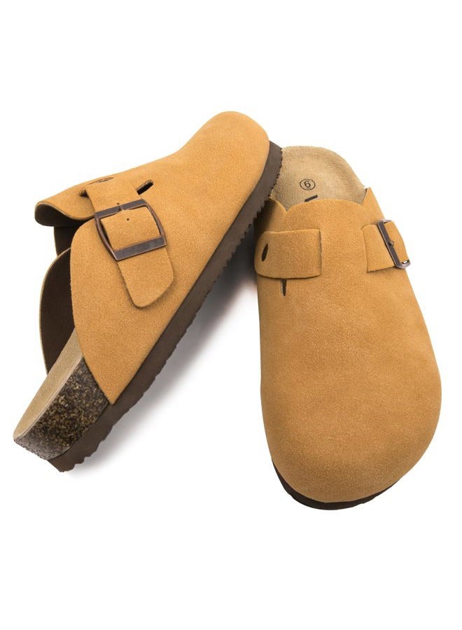 Vayfio Women's Suede Clogs Potato Shoes Cork Footbed Sandals Comfort Mules with Arch Support Slip On Slippers Brown 09 - Image 4