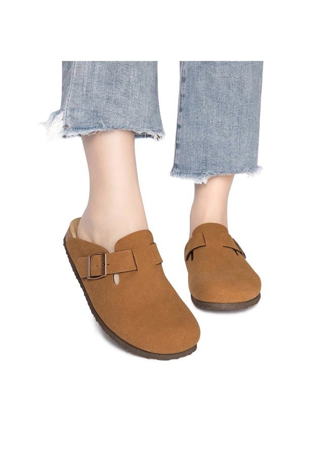 Vayfio Women's Suede Clogs Potato Shoes Cork Footbed Sandals Comfort Mules with Arch Support Slip On Slippers Brown 09 - Image 2