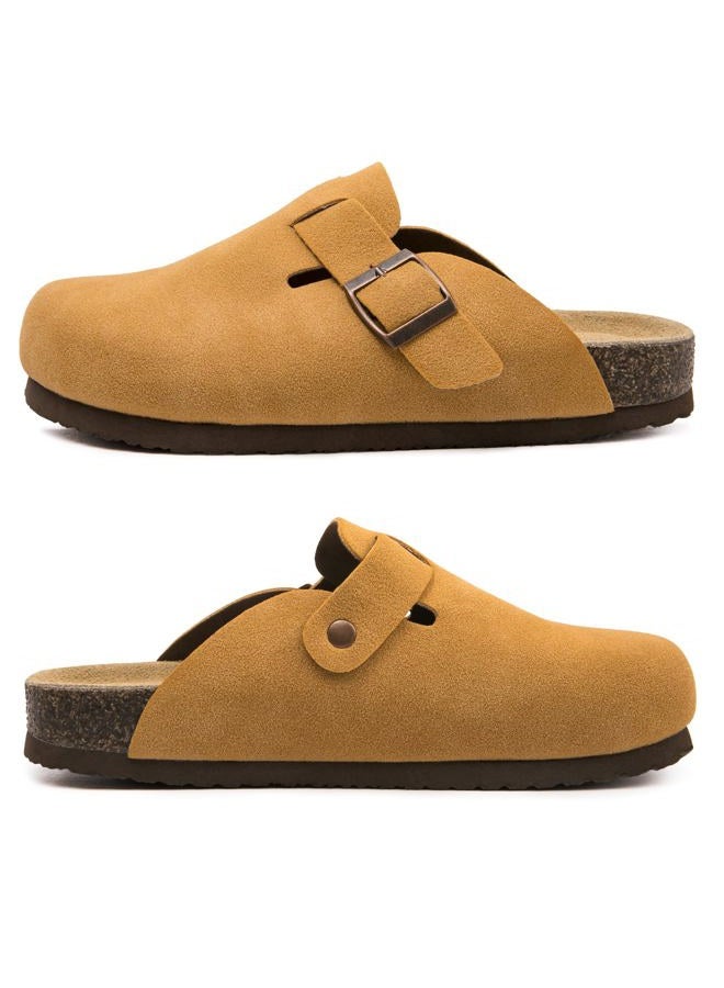 Vayfio Women's Suede Clogs Potato Shoes Cork Footbed Sandals Comfort Mules with Arch Support Slip On Slippers Brown 09 - Image 5