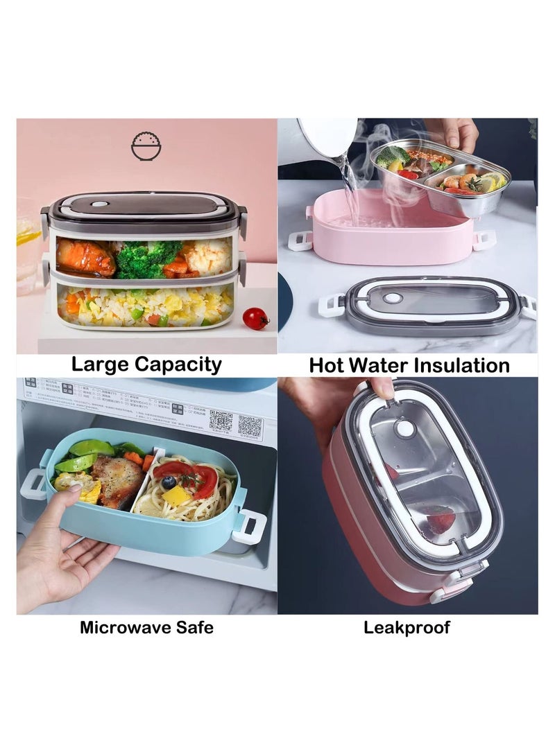 GGEROU Stainless Steel Bento Lunch Box,1400ML 2 Layer Meal Lunch Container Snack Box With Bag for Kids School and Adults - Leakproof - BPA Free - Image 5