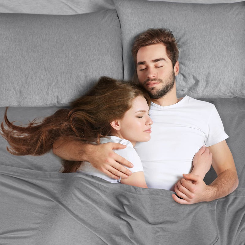 Utopia Bedding Utopia Bedding King Sheet Set - Jersey Knit Sheets 4 Piece- Cotton Jersey Sheets - Soft T-Shirt Stretchy Sheets (Heather Light Grey)  - Image 5