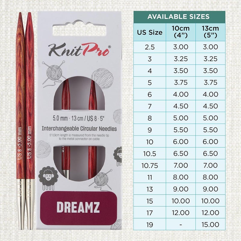 KnitPro Dreamz Interchangeable Circular Needles 5" (13cm) | US Size 8 (5mm) - Image 4