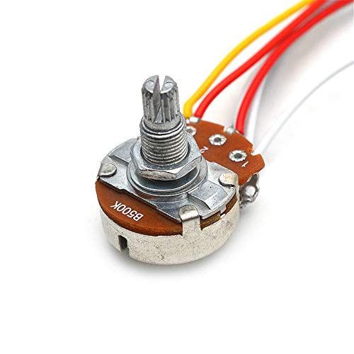 SAPHUE Guitar Wiring Harness Set Prewired 500K Big Pots 5 Way Switch Wiring Harness Kit with 6.35 Output/Black Knobs for Electric Guitar - Image 4