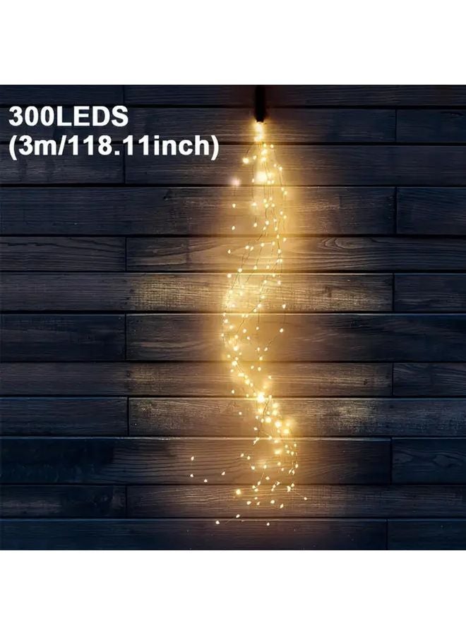 Solar Powered LED Fairy Lights 300 LEDs 3m Warm Light 8 Modes Remote Control - Image 1