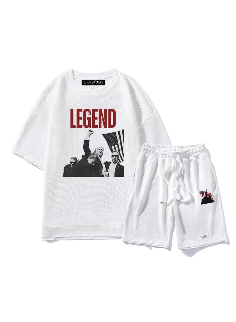 KUYING New Trump Print Short Sleeved Shorts Set - Image 1