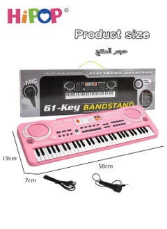 HIPOP 61 Keys Beginner Electronic Piano with Microphone,Educational Digital Keyboards Set Pink,Gift for Kids  - Image 3