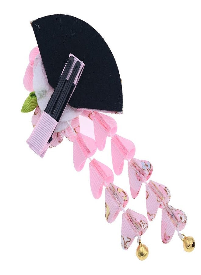 MIAO WU Japanese Style Women Flower Hair Clip Tassel Hair Ornament, Kimono Decor Fabric Hanfu Hairpin Accessories For Christmas Party Costume Gift (Pink) - Image 5